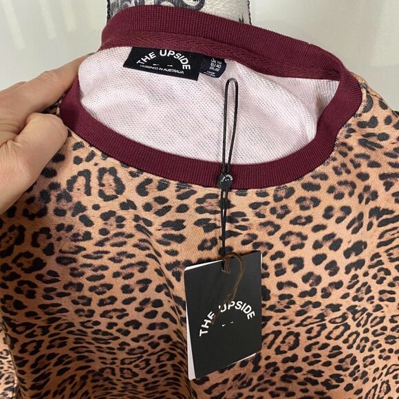 The Upside “Leopard Jane” Cotton Drawstring Hem Crewneck Sweatshirt Size L - Picture 10 of 10
